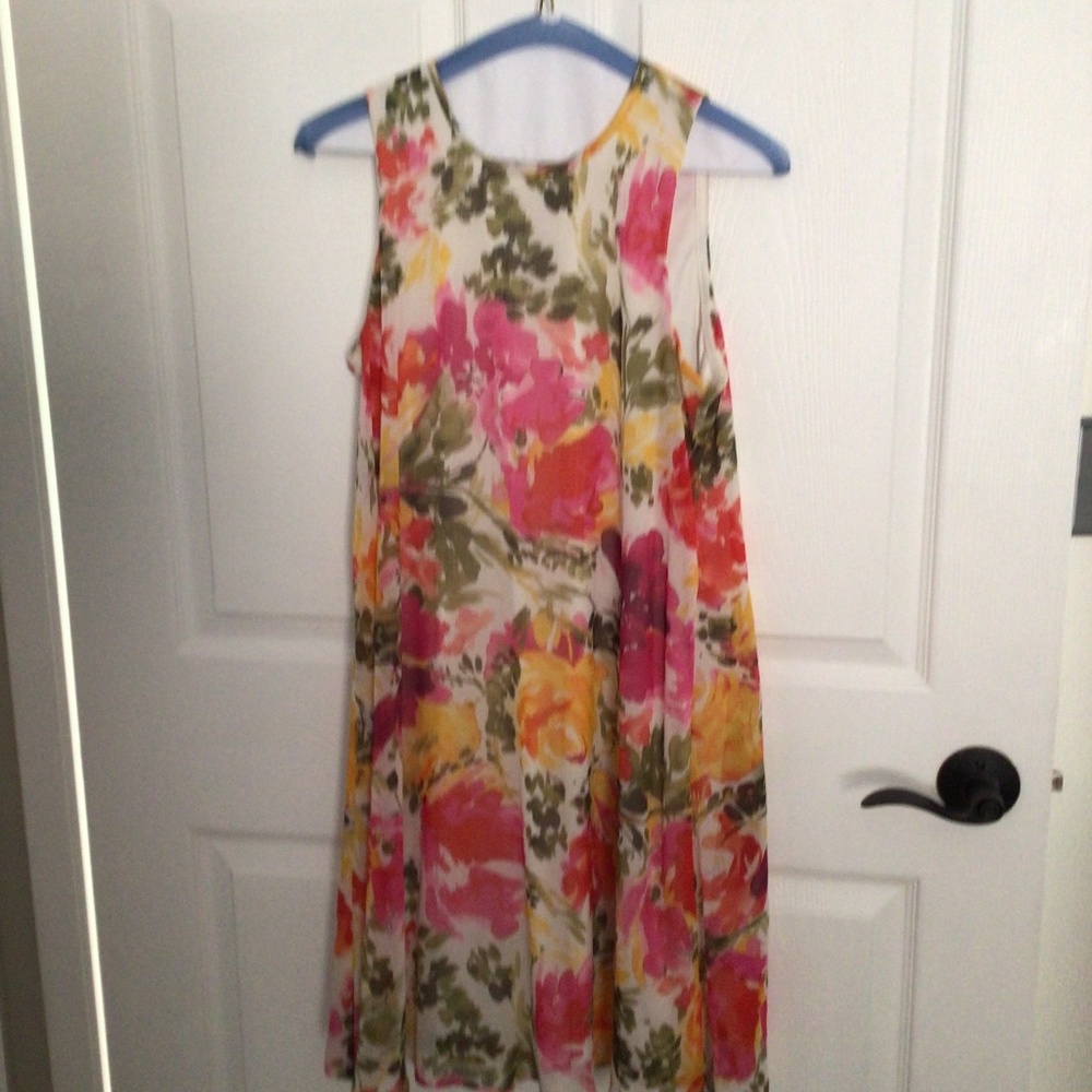 Calvin Klein silk and chiffon trapeze dress size 6